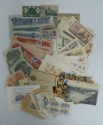 A collection of Notgeld notes, Czechoslovakian banknotes, specimen examples etc, together with