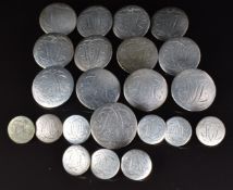 Twenty two Georgian silver buttons comprising 13 large (diameter 3cm) and 9 small (diameter 1.