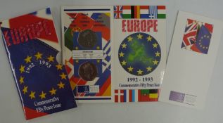 Europe 1992-1993 50p, Royal Mint commemorative presentation pack two coin issue