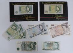UK circulated but crisp banknotes including £10 Gills, £5 Gills, Somerset £1 notes, Page £1, a Royal