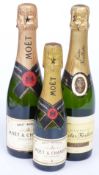Two bottles of Moët & Chandon Champagne, both 12% vol, one 375ml 'fillette' the other 20cl, together