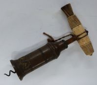Victorian bone handled brass Dowler patent corkscrew, H18cm