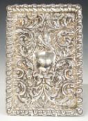 Edward VII hallmarked silver dressing table tray with embossed decoration, Chester 1907, maker James