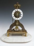 Mid-19thC single fusee brass skeleton clock, back plate stamped 620 with 4 in circle, striking on