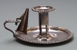 19thC Matthew Boulton Sheffield plate chamberstick, length 17.5cm