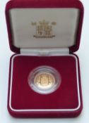 2002 gold half sovereign cameo portrait, shield reverse, in deluxe case