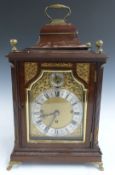 Victorian mahogany chiming bracket clock, c1880 with 5 inch Roman silvered chapter ring, gilt