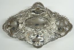 Edward VII Mappin & Webb hallmarked silver lobed and embossed bowl, London 1905, width 32cm,