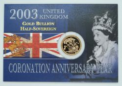 2003 gold half sovereign in Royal Mint Gold Bullion presentation pack