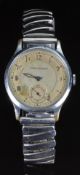 Jaeger LeCoultre gentleman's wristwatch with inset subsidiary seconds dial, blued hands, Arabic