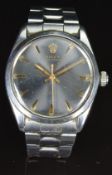 Rolex Oyster Perpetual Air King gentleman's automatic wristwatch ref. 5500 with grey dial, gold