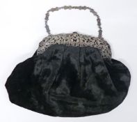 Victorian hallmarked silver mounted ladies evening bag with pierced decoration, London 1900, maker's