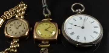 Rolex 9ct gold ladies wristwatch with gold hands and Arabic numerals, silver dial and signed 15