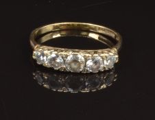 A 9ct gold ring set with cubic zirconia, size P, 1.9g