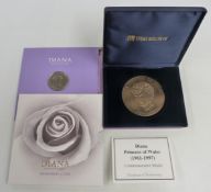 Diana Princess of Wales commemorative medal coin in deluxe case, together with a Royal Mint Diana