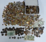 A large collection of holiday change including pre-Euro and current Europe, USA etc with some UK