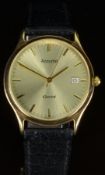 Accurist 9ct gold gentleman's wristwatch with date aperture, gold hands and hour markers,