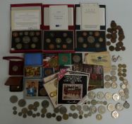A collection of various modern crowns, Royal Mint UK coin sets, £2 coins etc, small silver content