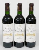 Three bottles of Chateau Prieuré-Lichine 2000 Margaux Grand Cru Classé red wine 75cl 13% vol. This