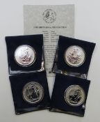 Four silver one ounce Britannia coins 1998, 1999 and two for 2000, certificate with 1999