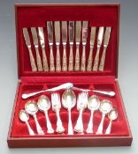 Six place setting silver plated King's pattern canteen of cutlery