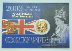 2003 gold half sovereign in Royal Mint Gold Bullion presentation pack