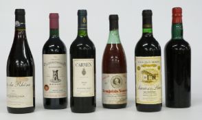Six bottles of red wine comprising Chateau La Tour St Bonnet Médoc 1989, Cotes du Rhone 2005,