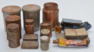 Collection of bronze, silver and gold powder/ gold leaf etc