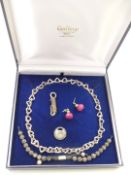 Tiffany & Co silver necklace made up of heart shaped links, Nialaya bracelet, designer pendant set