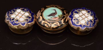 Three Victorian enamel buttons