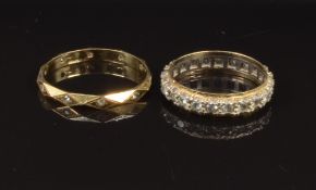 A 9ct gold eternity ring, 1.5g and a 9ct gold and silver ring