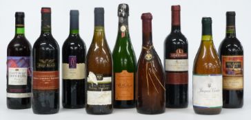 Eight bottles of mixed wines including Lindeman's 2003 Bin 45 13% vol, Wolf Blass Australian