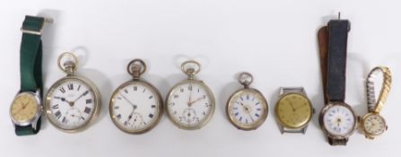 Eight various pocket and wristwatches including 9ct gold ladies wristwatch, Kay's Screwback Lever,