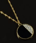 An 18ct gold pendant set with onyx and diamonds, on 18ct gold chain, 5.3g, length 46cm