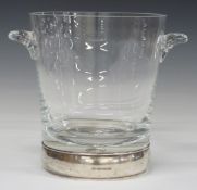 Modern Broadway hallmarked silver mounted glass champagne bucket or wine cooler, Birmingham 2007,