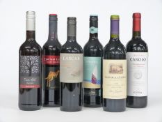 Six bottles of New World and Italian red wines comprising Euca Hill Pinot Noir 2013 13.5% Vol,