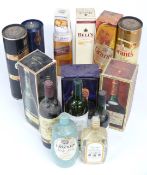 Six bottles of whisky including two Grant's, Johnnie Walker Red Label, Bell's Special & Glenfiddich,