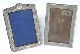Two photograph frames, both to suit 6 x 4 inch photo, both with easel backs, one Chester 1906, the