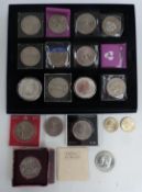 Silver proof Jersey £5 crown, silver Britannia 2006, a collection of modern crowns 1951 onwards, £