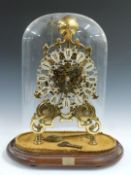 Twentieth century double fusee brass skeleton clock with cathedral shaped top stamped 'Classic