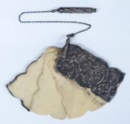 Victorian Leuchars hallmarked silver dance aide memoire with faux ivory leaves, London 1889,