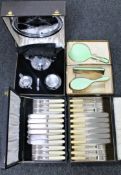 An Art Deco brush set,