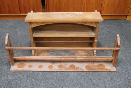 An oak kitchen wall shelf together with a plate rack