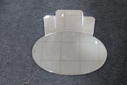Two frameless Art Deco bevelled mirrors