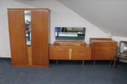 A mid century teak CWS three piece bedroom suite