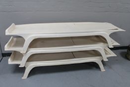 Three 1970's fibre glass pool loungers
