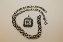 A Victorian silver compass with silver chain