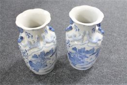 A pair of Chinese blue and white vases