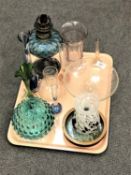 A tray of Victorian and later glass ware,