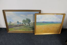 Two continental school oils - Rural scene